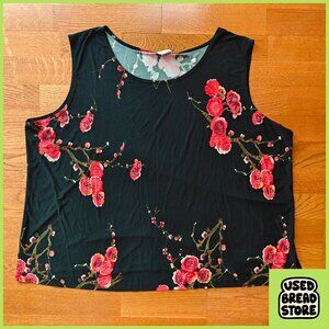 2XL Black Floral Sleeveless CDW Woman Stretch Tank Top Red Floral Summer Goth